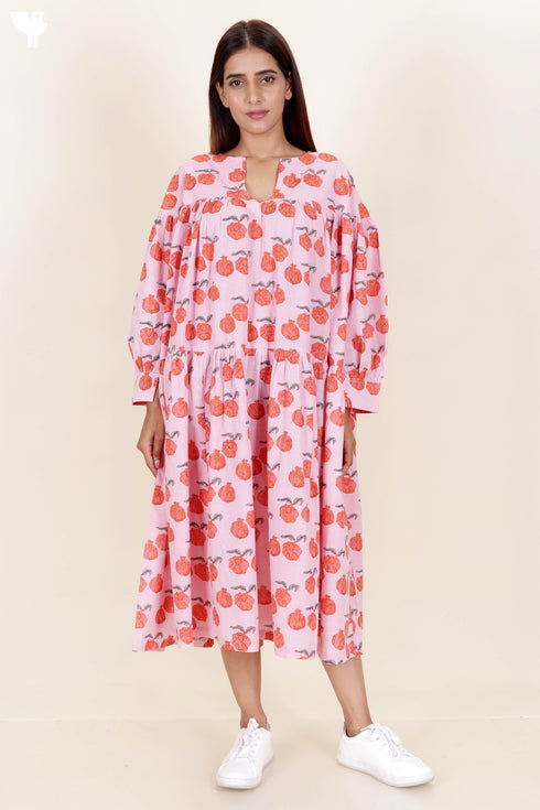 Slub Cotton DressIn Block Print